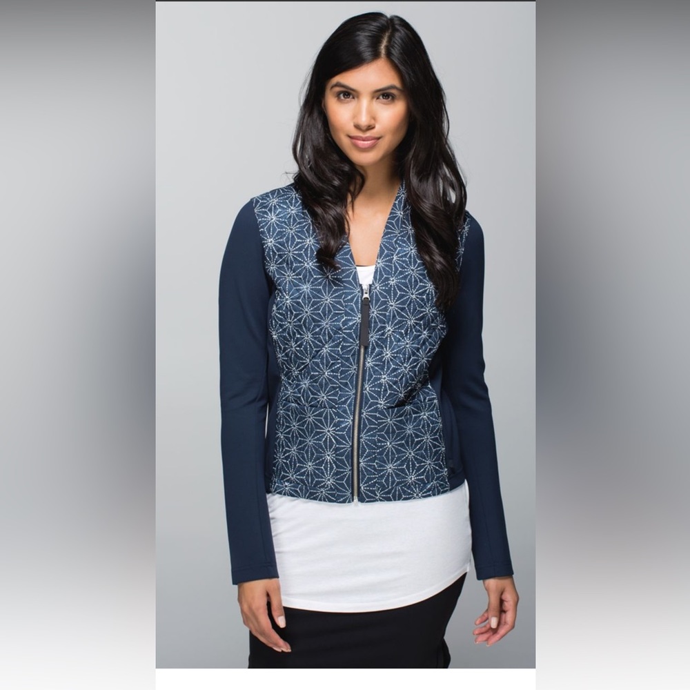 Lululemon Cardigan & Again Jacket Exploded Sashiko Star Inkwell Ghost Sz 10